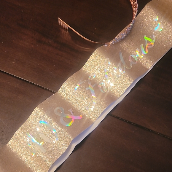 40th Rhinestone Tiara Crown And Sash - Gold 40th Birthday - Picture 3 of 3